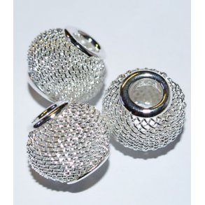 Metalperler  5mm forslvet  3 stk