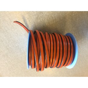 L�der flad 3mm orange med sorte kanter 1 meter