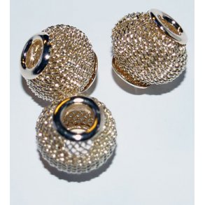 Metalperler 4 mm hul forgyldt  3 stk