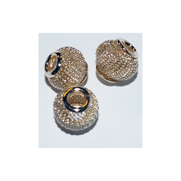 Metalperler 4 mm hul forgyldt  3 stk