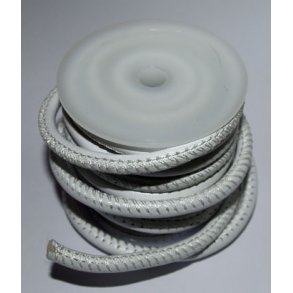 L�der rundsyet 4 mm  Hvid 1 meter