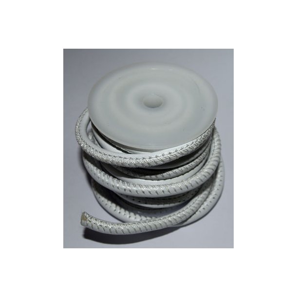 L�der rundsyet 4 mm  Hvid 1 meter